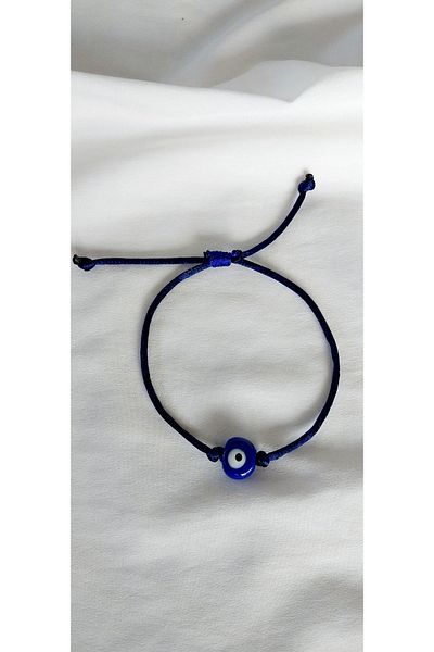 Huayen Atelier Handmade Glass Dark Blue Bracelet with Evil Eye Beads