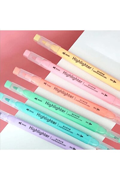 Meyra Accessories fosforlu 6lı kalem seti çift başlı ince ve kalın başlı fosf...