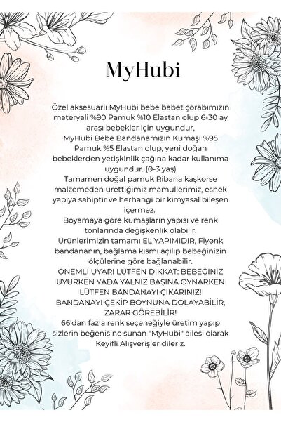 MyHubi 12'li Kombin El Yapımı Kız Bebek Fiyonk Bandana & Babet Çorap