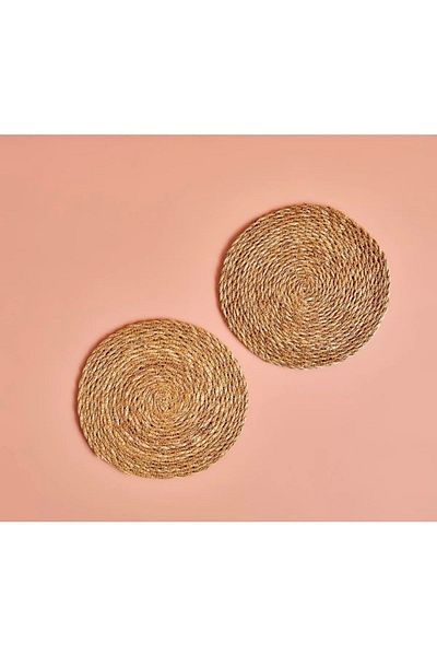 BALSA Wicker Knitted 2-Piece Trivet Natural (20 Cm)