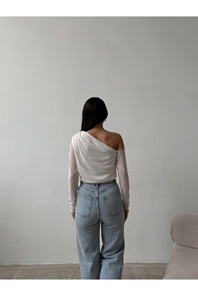 BELLA FASHION Bluză din tul căptușită cu un singur umăr