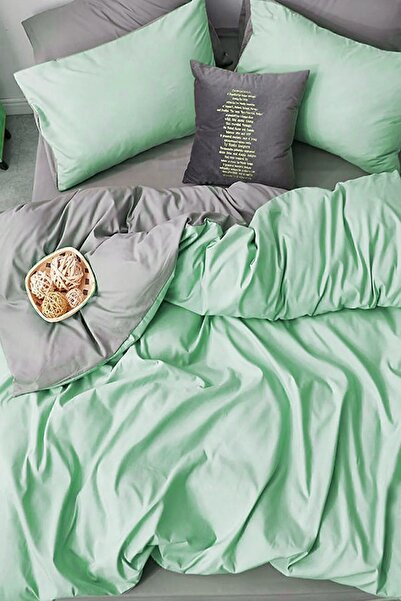 İQON Σετ Παπλωματοθήκη μονό ελαστικό Grey-Mint