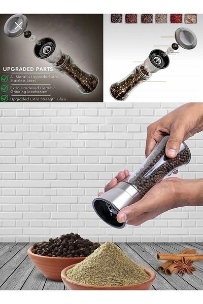 Byzeynepdurak 2-Piece Glass Body Salt and Pepper Mill