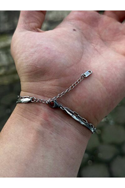 Arvens سوار فضي مرآة رفيعة للرجال والنساء - مع سلسلة، ستانلس ستيل، لون خالٍ من التشويه