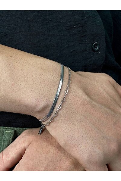 Arvens سوار فضي مرآة رفيعة للرجال والنساء - مع سلسلة، ستانلس ستيل، لون خالٍ من التشويه