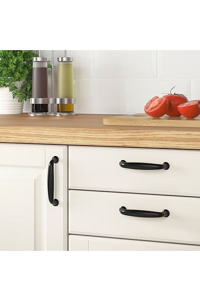 IKEA Eneryda 112 mm 2 buc. Mâner negru Mobilier Dulap Sertar Mâner Mâner Mânere Șuruburi incluse
