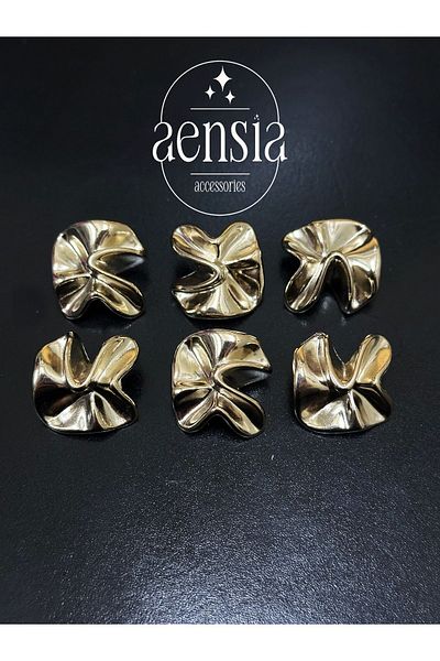 aensia Gold Zra Auger Flower Model Metal Coat - Special Design Jacket Trench Coat Button 2.54 Cm, Pack of 4