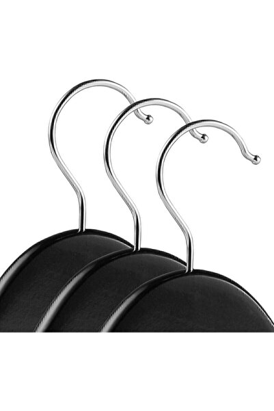 İstoç AVM 24 Adet Ahşap Görünümlü Siyah Elbise Askısı
