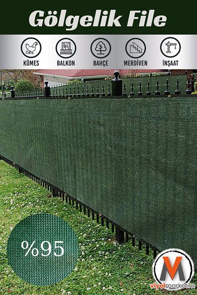 viyolmarketim 95 Pieces Green Canopy Net - 1x15 Meter Fence Wind Net, Striped Bird Eye Balcony Net