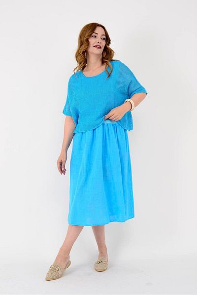 Hazinedan Italian Women's Double Layer Linen Dress