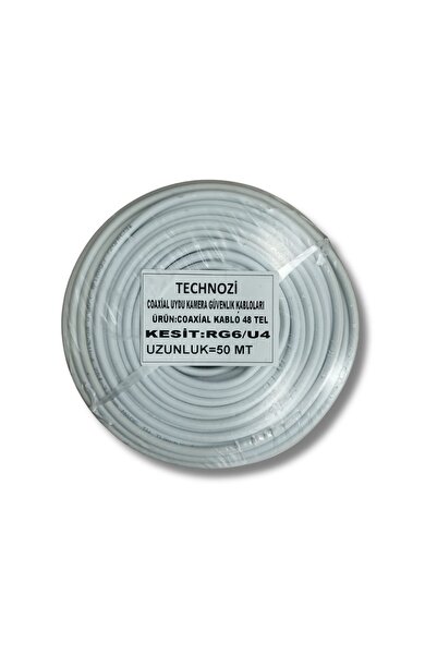 technozi 50 Metre Çanak Anten Kablosu Rg6 U4 Uydu Kablosu
