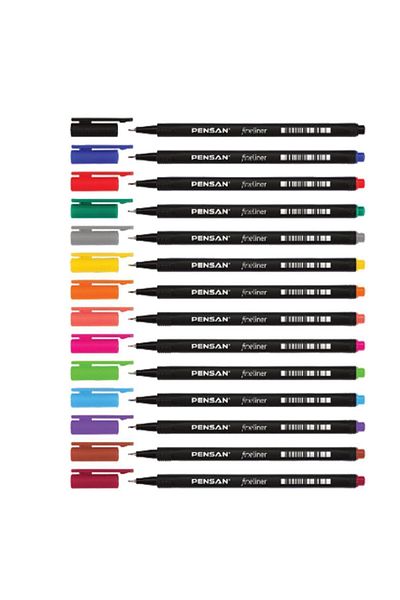 Pensan 14 Colors Fineliner 0.4 Mm Fine Tip Pen Set