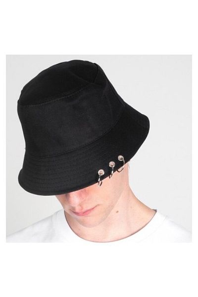 SYT Unisex Pierced Black Fisherman Three Ring Bucket Hat