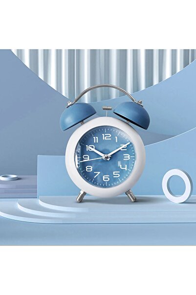 hediyesahibi Dekoratif Işıklı Metal Masa Üstü Alarmlı Çalar Saat