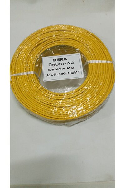 BERKS 6 mm Sarıyeşil NYA Kablo 100 Metre TAM KESİT 1. kalite cca kablo