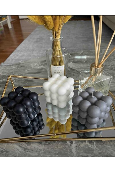 Genel Markalar Hobidiyarı - 3lü Kokulu Gri Beyaz Siyah Bubble Mum Seti