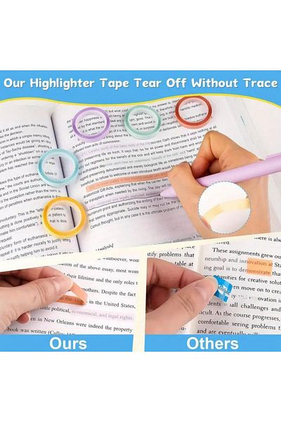 NaSaDAN 5-Piece Pastel Color 25 Meter Adhesive Clear Postit Set