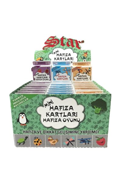 Star بطاقات ألعاب الذاكرة التعليمية المكونة من 3 قطع - 162 بطاقة باللغة التركية والإنجليزية