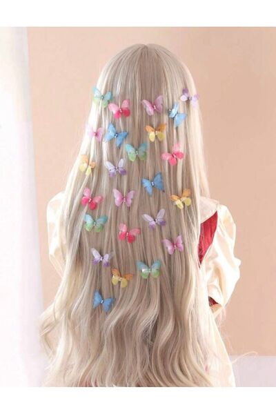 Monalisa Lily 4 Adet Karışık Renk Kelebek Model Klips Toka KumaşKelebekToka