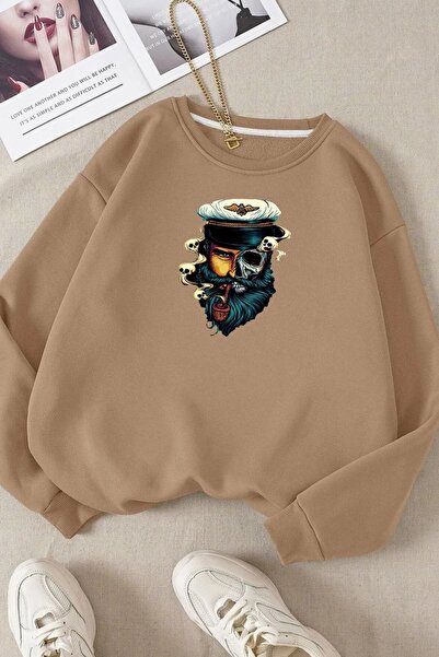 FECCY Hanorac supradimensionat din bumbac, unisex, cu imprimeu digital pirat,...