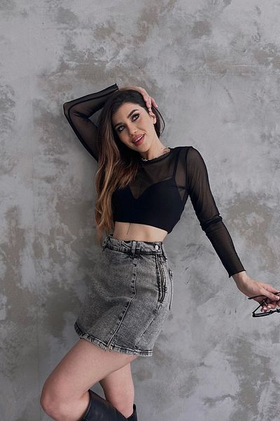 bacc Women's Anthracite Slit Detailed Denim Shorts Skirt Bcdf- 243309