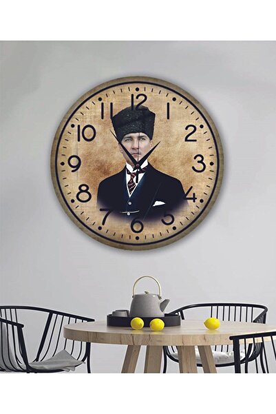 Bilge Lazer bilge Tasarım ATATÜRK temalı Duvar Saati 35 x 35 CM