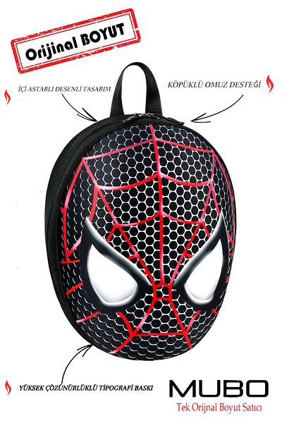 MUBO 3D Embossed Printed Boy's Spiderman Kindergarten Bag