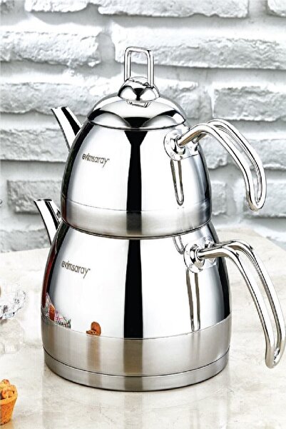 Evimsaray Steel Venus Large Size Teapot White