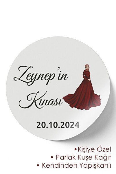 deer art Kına Etiketi -yapışkanlı Etiket - Söz Düğün Nişan Kına (3X3CM) - 60 ...