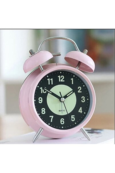 hediyesahibi Fosforlu ve Işıklı Çalar Saat Ev Ofis Aksesuar Nostaljik Masa Saat