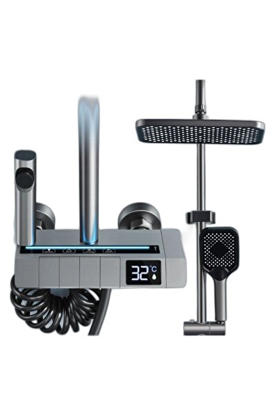 Genel Markalar Piyano Tuşlu Duş Seti Dijital Led Göstergeli ve Led ışıklı Ban...