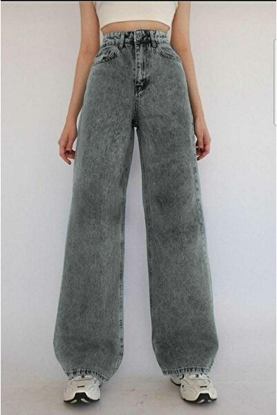 DRC trend بنطلون جينز ليكرا سموكد سنو سوبر عالي الخصر من الليكرا فضفاض الساق ...