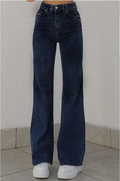 DRC trend Blugi Taiti Lycra Loose de damă, albastru deschis, cu talie super înaltă, cu picioare largi