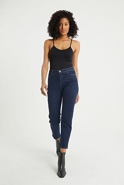 DRC trend Тъмно сини Mom Jeans с висока талия Loa - Мека ликра, изключително ...