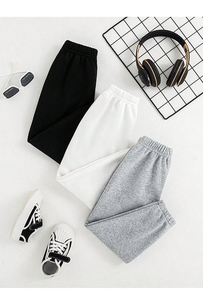 Mythologie 3-συσκευασία Happy City Dinasour printed Jogger Sweatpants - Μαύρο Λευκό Γκρι Λαστιχένιο Πόδι Ψηλόμεσο Καλοκαίρι