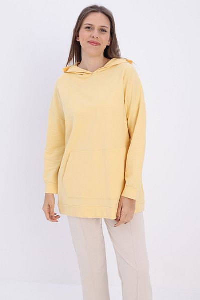 ALLDAY Light Yellow Kangaroo Pocket Hooded Sweat Tunic