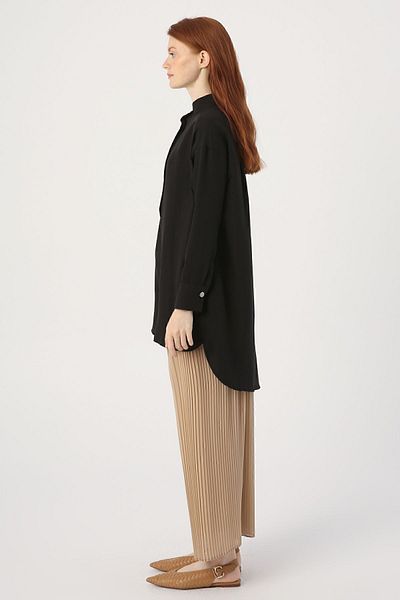 ALLDAY Black Magnetic Collar Relaxed Fit Tunic