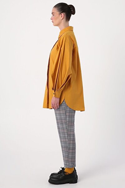 ALLDAY Μουστάρδα Oversize Πιέτα πουκάμισο με λεπτομέρειες