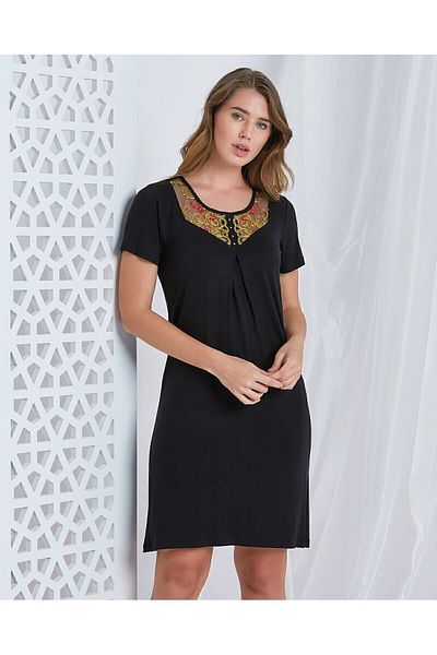 CAROLINE Rochie cu mânecă scurtă din dantelă cu guler Viscose