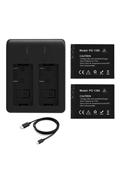 AKASO Brave 7 Le Aksiyon Kamera Bataryası 2 Batarya 2'li Şarj Adaptörü