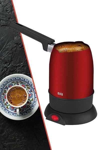 Evia Magnificent Red 850 Watt Double Mouth Stainless Steel Electric Coffee Pot