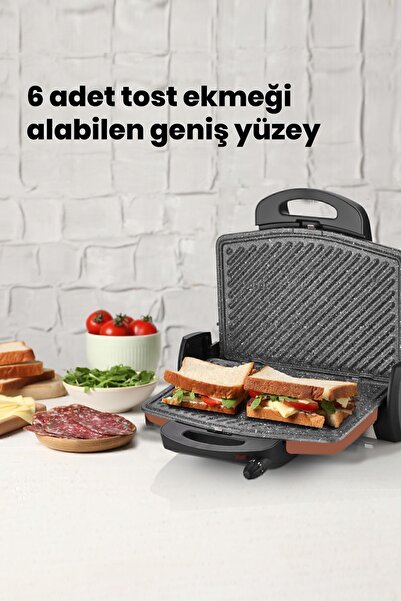 GOLDMASTER Gurmex Gold 1750 Watt Granit Çıkarılabilir Plakalı 5 Kademe Isı Ayarlı Tost Ve Izgara Makinesi
