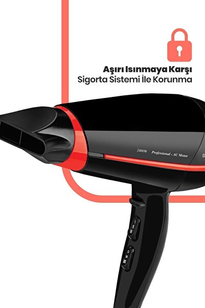 GOLDMASTER Ferra Profesyonel 2400 Watt AC Motor Difüzörlü Saç Kurutma Fön Makinesi