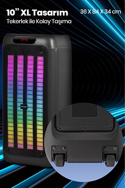 GOLDMASTER Taşınabilir Şarj Edilebilir Party Box Işıklı Bluetooth Hoparlör