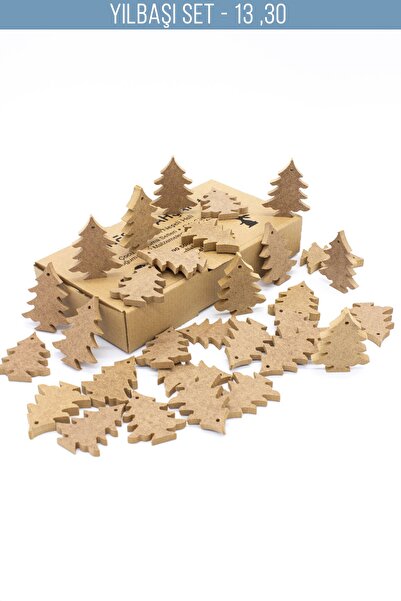 na neşeli ahşap 30 adet Yılbaşı süsü çocuk okul öncesi etkinlik Yılbaşı ağacı...