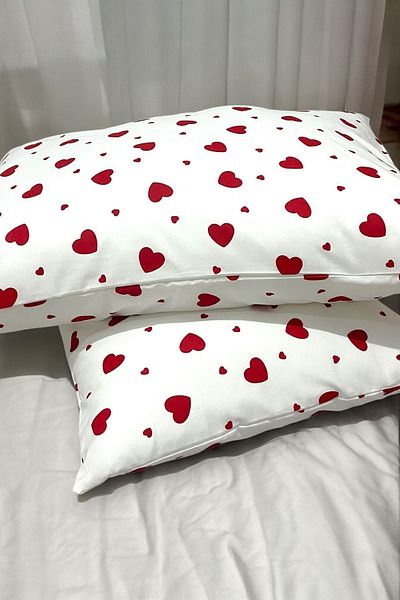 memhome Double Heart Patterned Pillow Case - 50X70Cm