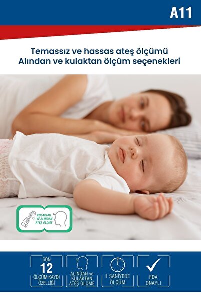 Nec A11 Geniş Ekranlı Kulaktan Ve Alından Dijital Temassız Ateş Ölçer