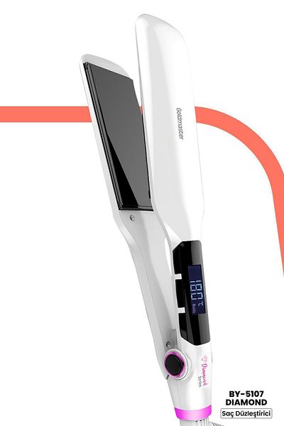 GOLDMASTER Diamond Digital Display Keratin Ceramic Wide Plate 360 Degree Cable Hair Straightener