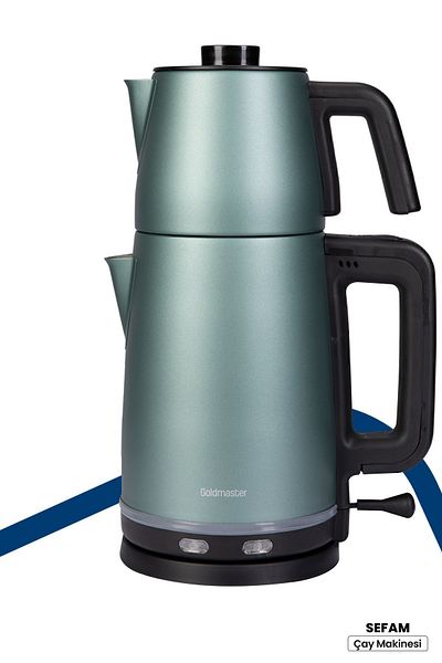 GOLDMASTER Sefam 2200w Drip-Free Steel Tea Maker and Kettle with 25 Cup Capacity
