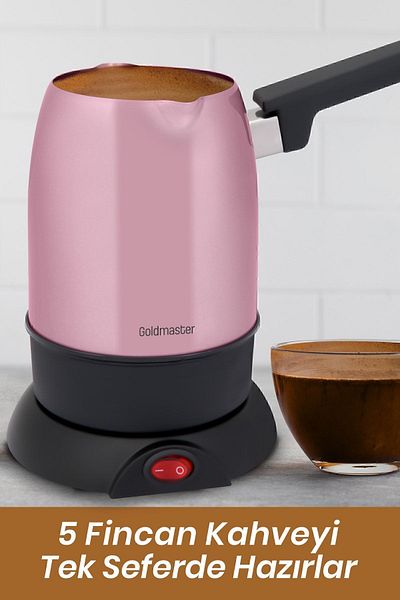 GOLDMASTER Foam Mother of Pearl Pink Double Mouth Stainless Steel Electric Coffee Pot